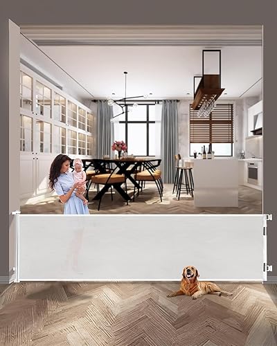 Miniatura 1 de Puerta retráctil extra ancha de 197 pulgadas para bebé, puerta grande de malla para bebés o puerta de malla para perros y mascotas, puerta de