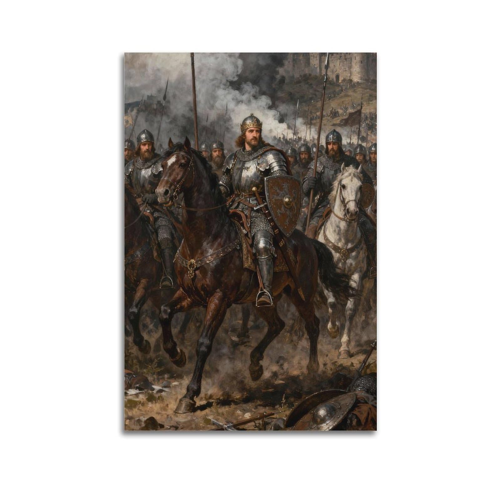 XKUGA Crusader Battle Poster Sacred Medieval Templar Knight Modern Decorative Canvas Prints - Ideal Wall Art for Family, Man Cave, Game Room, Boys & Girls Bedroom 24x36inch(60x90cm)
