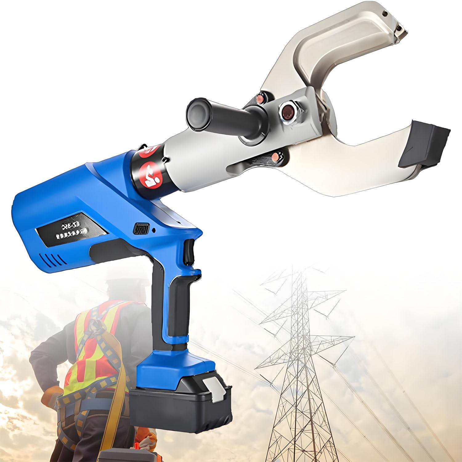 UORDBY 150KN-250KN Hydraulic Cable Shears, Handheld Cable Cutting Tool with18V/4.0Ah lithium battery Wire Cutting Tool for Max.Φ120mm Copper/Cu/Al Cable 120C