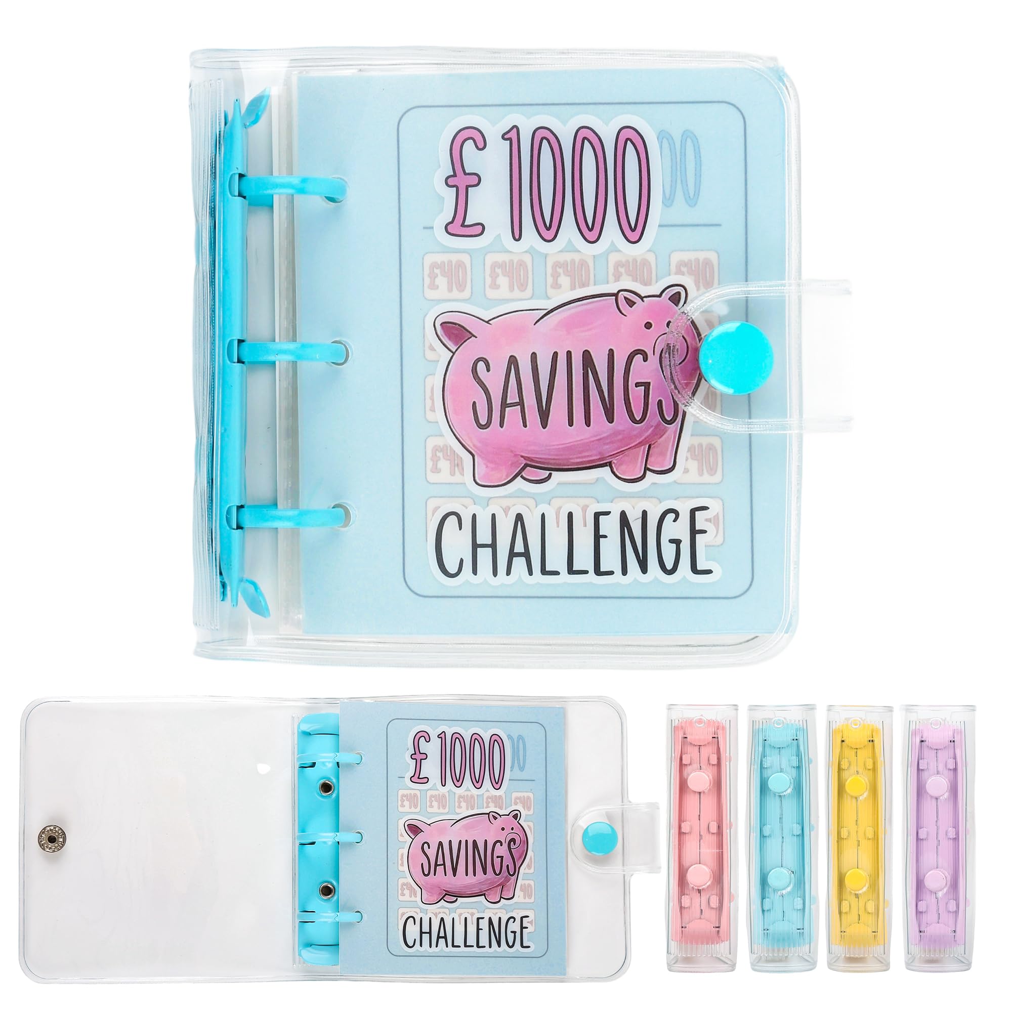Mini Money Saving Binder with 25 Envelopes, ￡1000 Savings Challenge Book