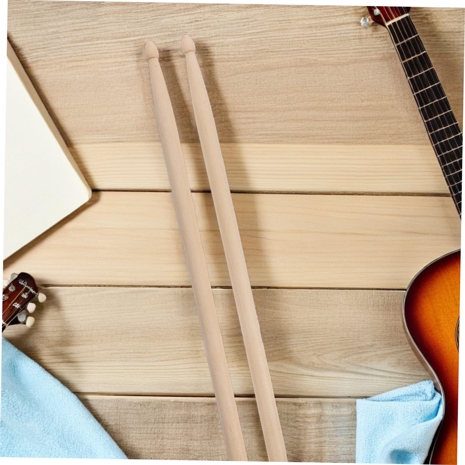 12 Paar 5a Holz Drumsticks für Jazz und Percussion | Beige Ausführung, für Anfänger und Profi Schlagzeuger, Satz für Unterricht und Heimrunden