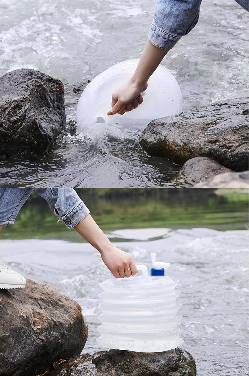 2 x bidones de Agua Plegables, dispensador de Agua, bidón Plegable, bidón de Agua con Grifo, depósito de Agua, depósito de Agua, bidón Plegable para Camping, 15 L, sin BPA