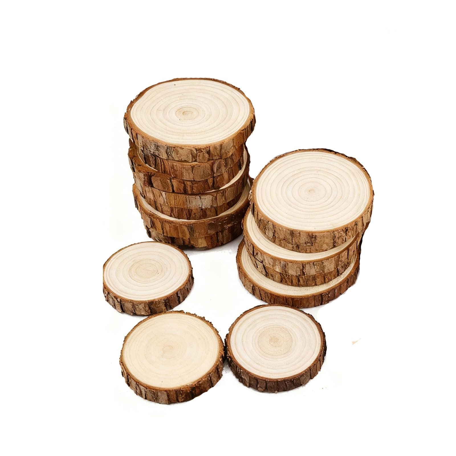 14 Rodajas De Madera Natural Sin Terminar Con Corteza, Discos Redondos De Madera Para Proyectos De Pintura Artesanal, Adornos Navideños Rústicos, Cen(Size:5.51-6.29in(14-16cm) thickness 0.59in(1.5cm))