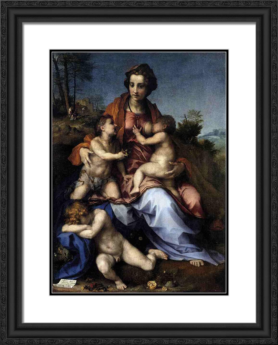 ArtDirect Del Sarto, Andrea 20x24 Gold Ornate Framed Art Print with Double Matting Titled: Charity