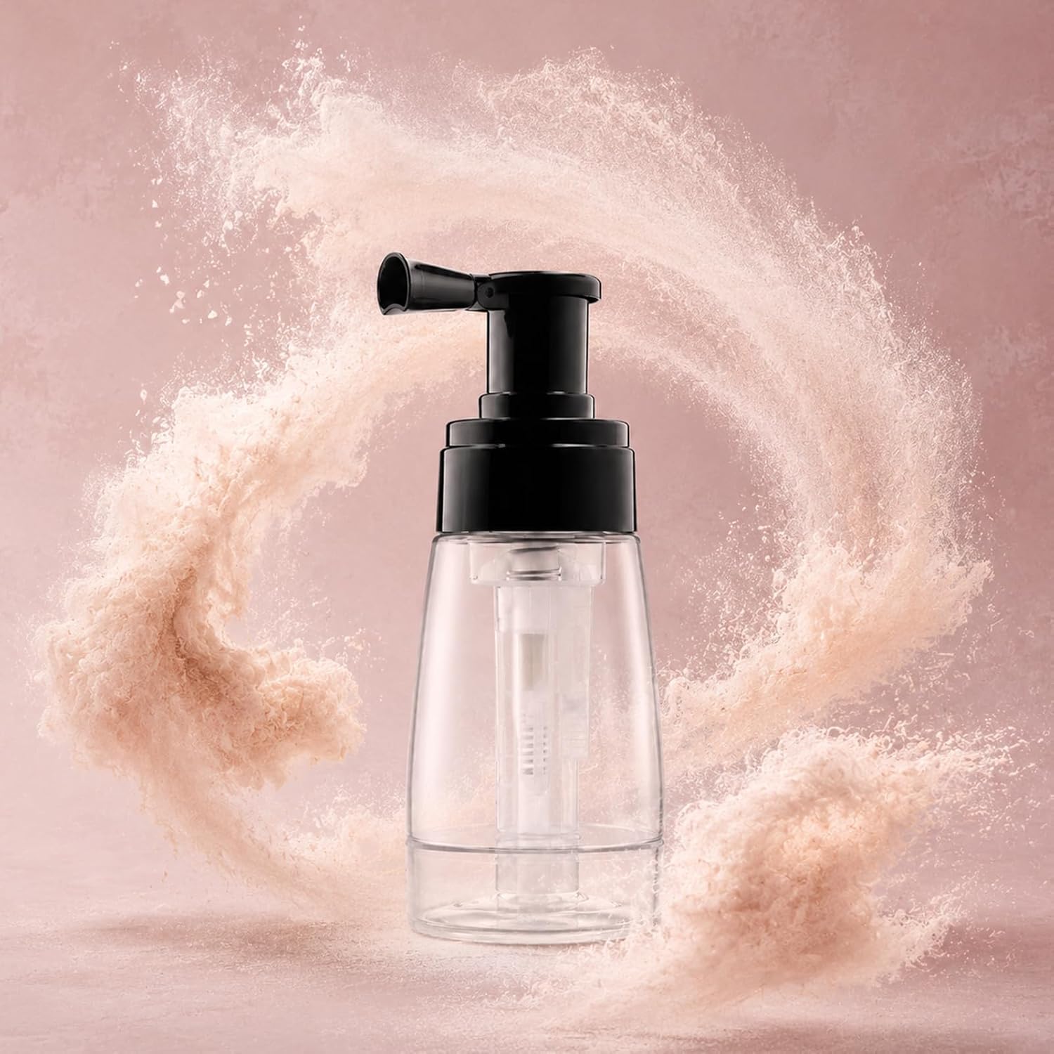 180ml Powder Spray Bottle, 6oz Refillable Cosmetics Travel Spray Bottle, Plastic Hair Fiber Applicator, Transparent Dry Powder for Loose Powder, Barber and Beauty Use (6oz Black)