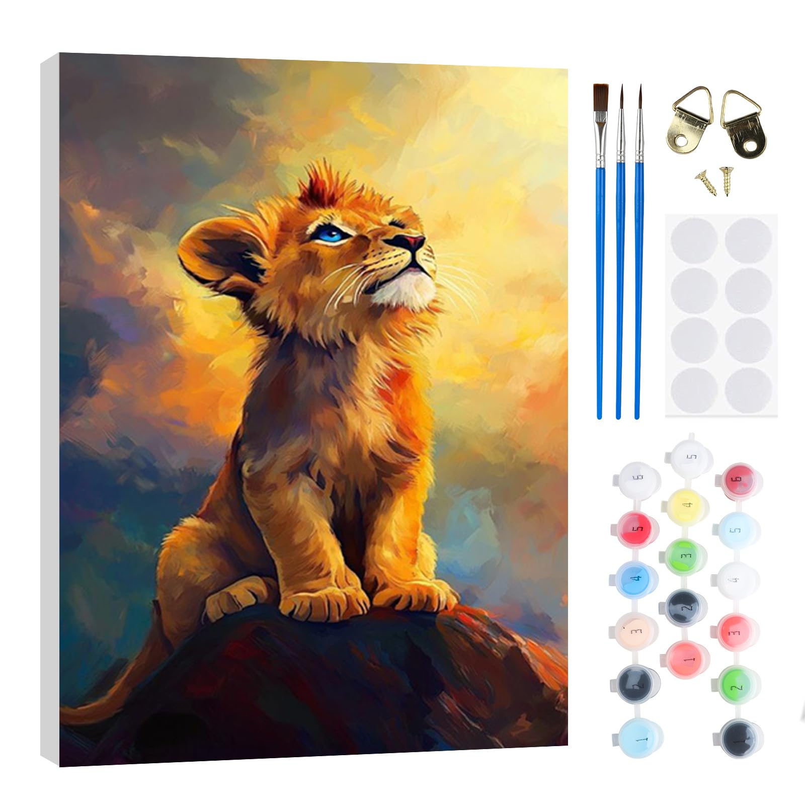 RICUVED Paint By Numbers for Adults Lions with Frame 20x30cm