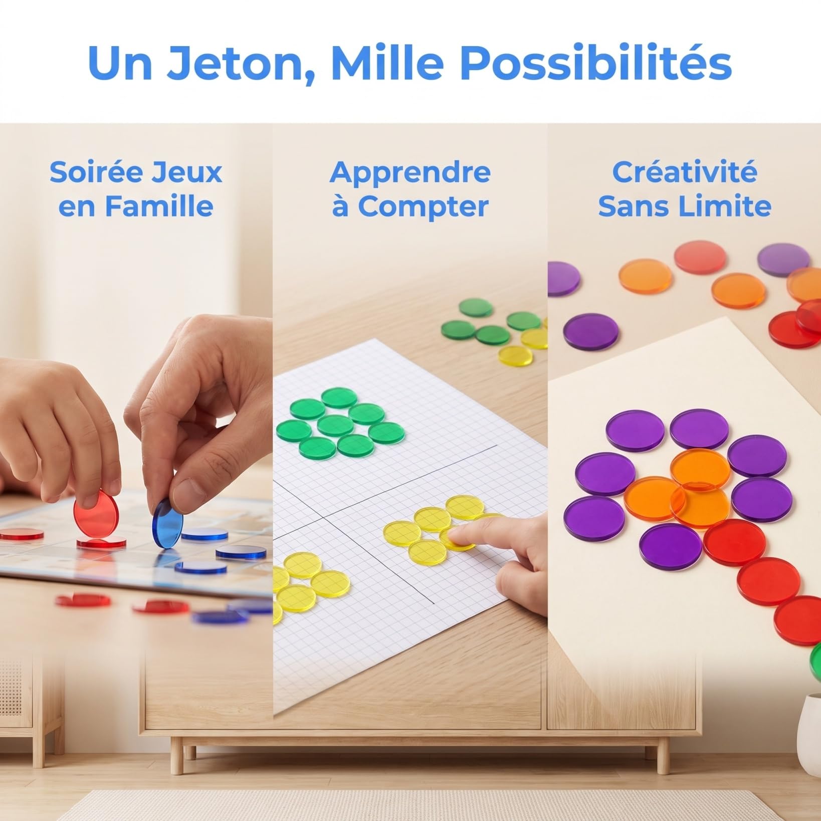 Toyvian Lot de 300 Jetons Plastique 19Mm Couleurs Variées 6 Teintes 50 Jetons par Couleur pour Jeux De Bingo Et Société Accessoires De Jeu