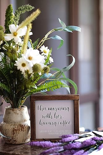 Miniatura 4 de SIMPLY ANI Letreros rústicos de café de granja, decoración de cocina pequeña con cita romántica, 7 x 7 pulgadas