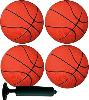 AppleRound 4-Pack Small Sports Balls for Toddlers Kids with Air Pump - Choose Your Style: 4X [5" Soccer Balls] or 4X [5" Basketballs] or 4X [6.5" Footballs] for Outdoor Garden Beach Games