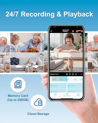 Miniatura 5 de INSEETECH Cámara de seguridad de doble lente de 5 MP, cámara interior WiFi de 2.4 GHz, cámara de seguridad PTZ para bebé, mascota, perro, gato,