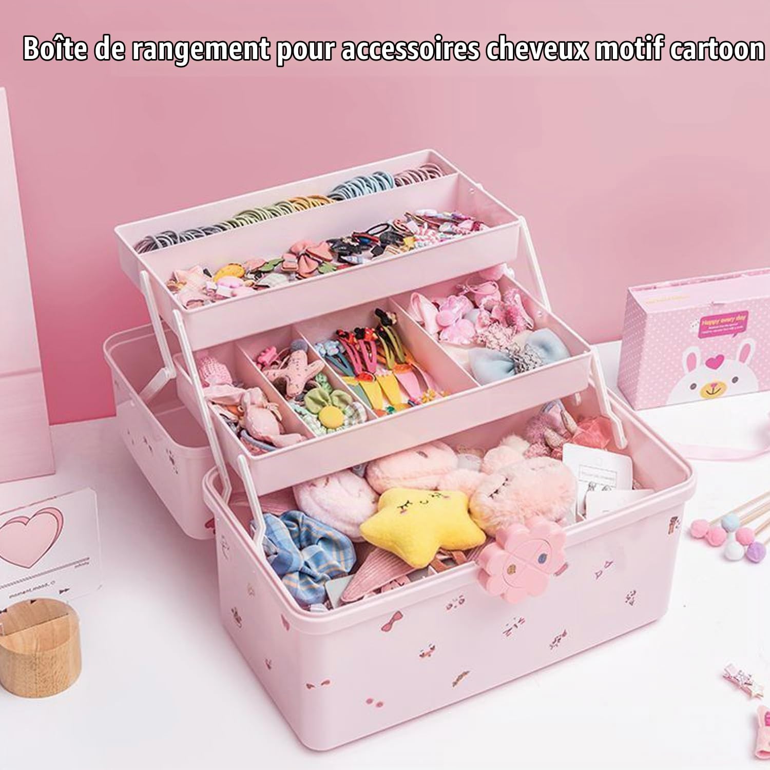 Organisateur d'Accessoires Pour Cheveux, Accessoires Cheveux Pour Filles Étui, Boîte à Bijoux Pour Bandeaux De Cheveux, Organiseur Pour Chouchous à Cheveux pour Accessoires De Cheveux, Maquillage