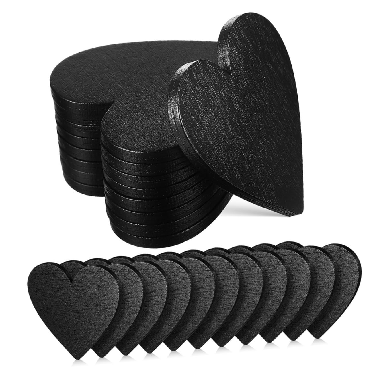 Happyyami Heart Shaped Blackboard 40pcs Wooden Heart Craft Decorations Wedding Decor