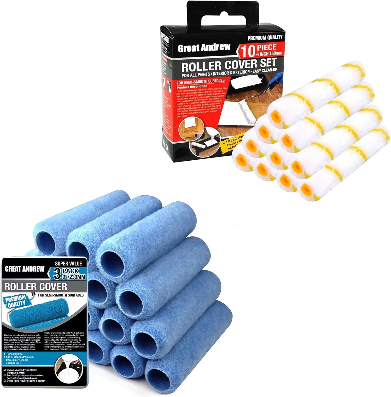 Paint Roller Covers + 18 PCS 9" Paint Rollers