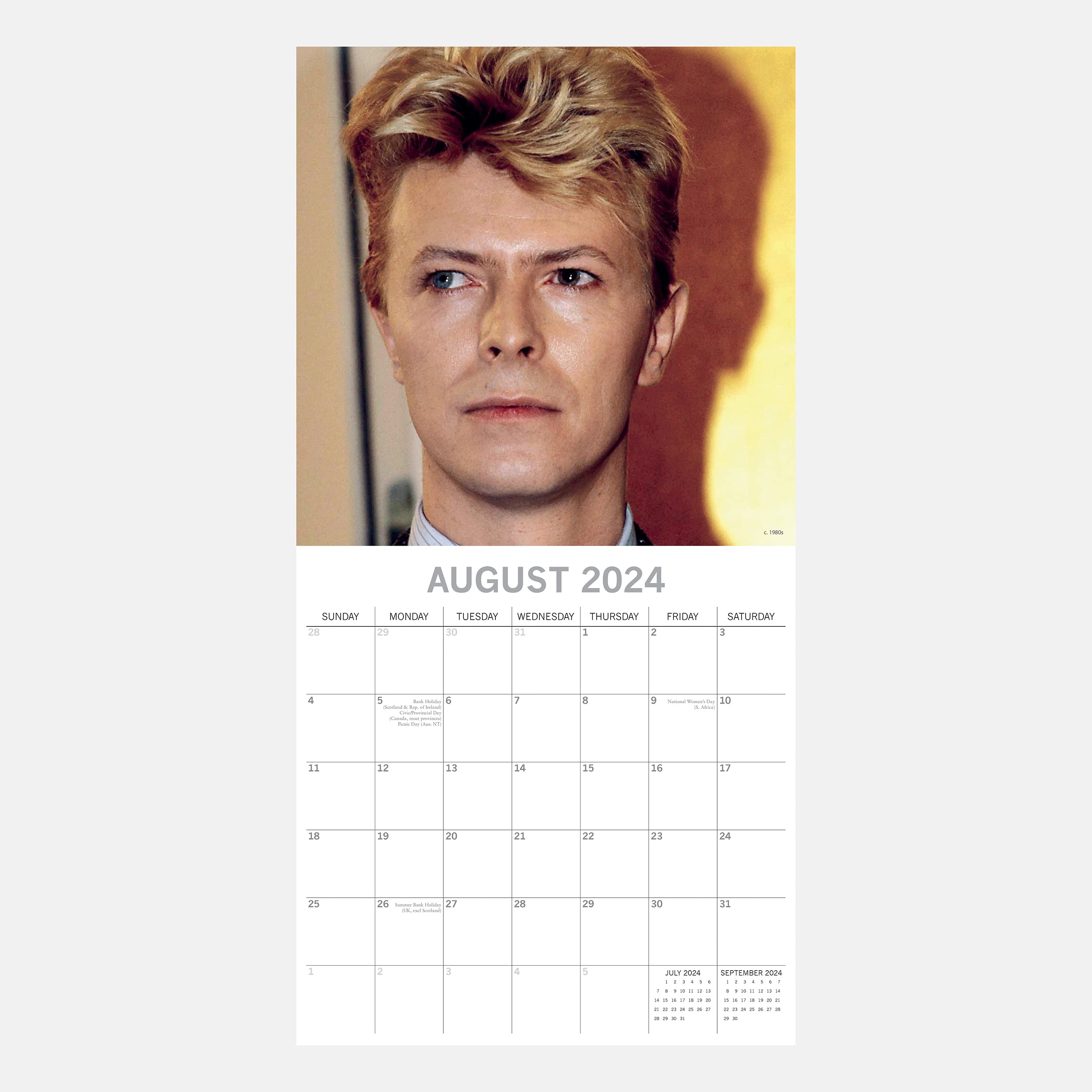 Amazon.com: 2024 Square Wall Calendar - David Bowie 12 x 12 Inch Monthly  View, 16-Month, Art Theme, Includes 180 Reminder Stickers : Office Products