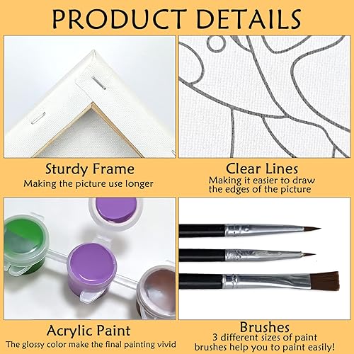 Miniatura 3 de Nuberlic Kit de pintura en lienzo predibujado para pintura para adultos, pintura y sorbo recuerdos de fiesta de 8 x 10 pulgadas, lienzo estirado con