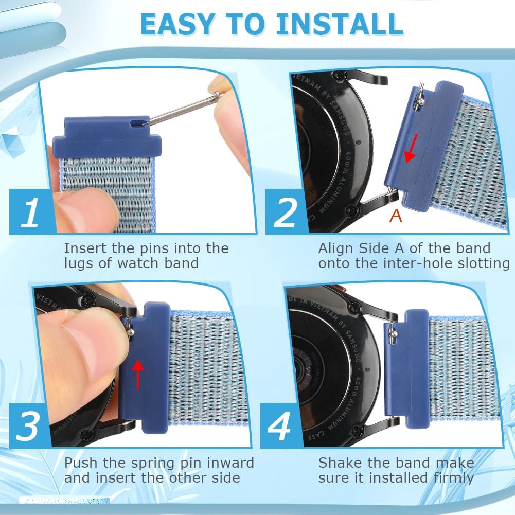 18mm Nylon Sport Quick Release Watch Bands Compatible with Garmin Venu 4 41mm/3S 41mm/Venu 2S/Vivoactive 4S/Vivomove 3S/Active S/Forerunner 265S(42mm)/255S/Fossil Women's Gen 6 42mm/5E 42mm Women Men - Image 4