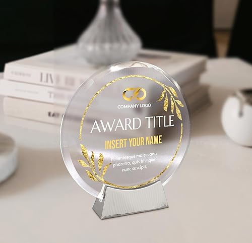 Miniatura 6 de Placa redonda de vidrio de platino personalizada, placa personalizada como premios y trofeos, placas de vidrio para premios como placa de jubilación