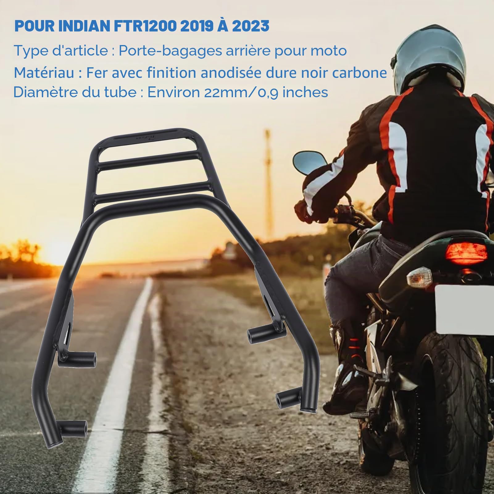 Garsent Porte-Bagages Arrière de Moto pour Indian FTR1200 2019-2023, Accessoires FTR1200, Porte-Bagages de Sports Motorisés, Porte-Bagages Arrière, Porte-Bagages