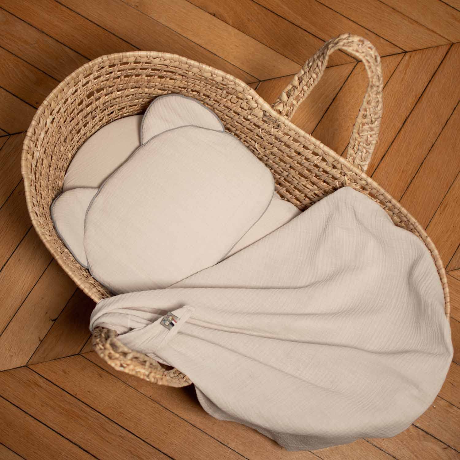 Sevira Kids – Almohada de bebé plana de osito de gasa de algodón, Cojines Infantiles, Almohada Niño, Jeanne Made in France