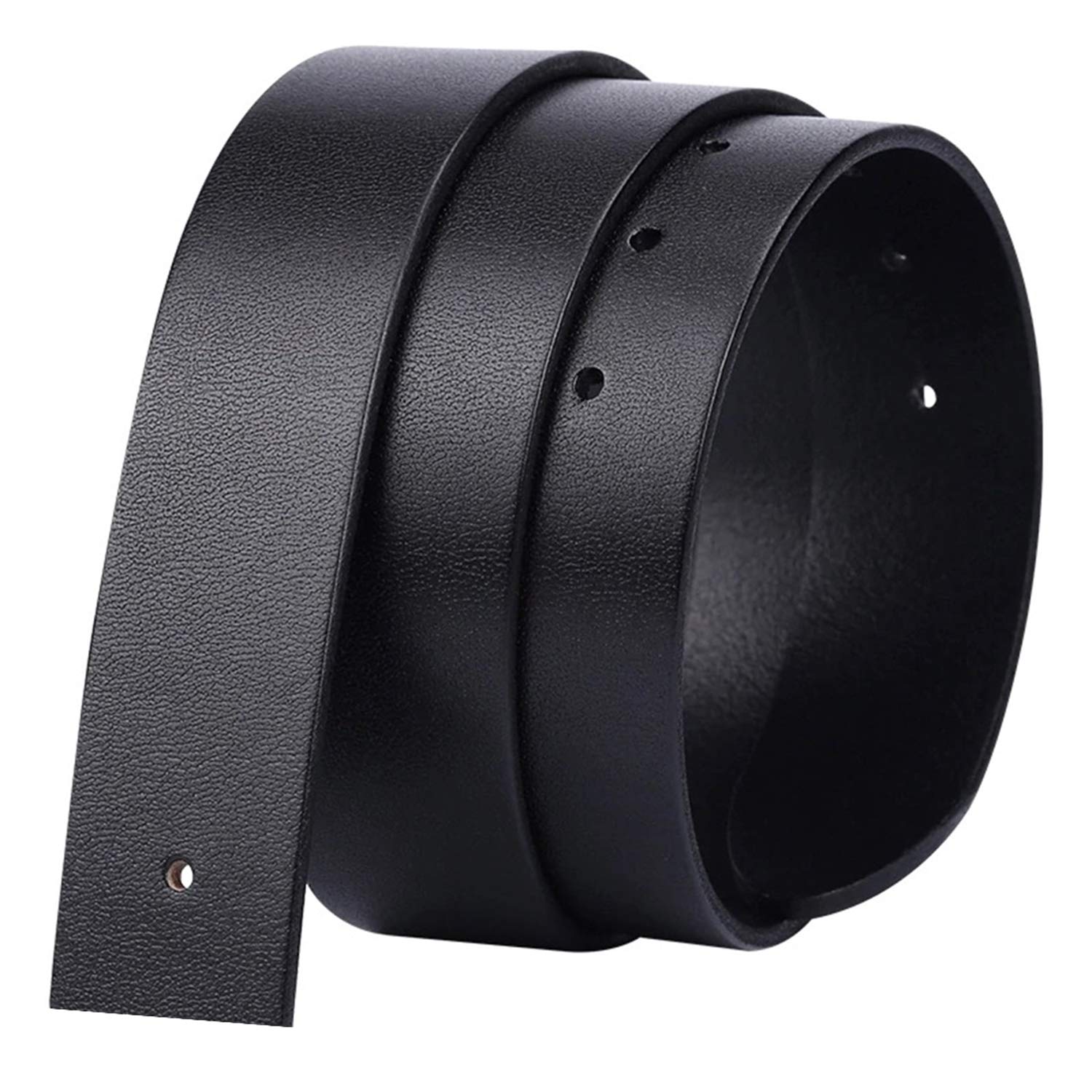 QHA Mens Genuine Leather Belts for Jeans Replacement Belt Strap No Buckle 38mm Wide Q08 Black 30"-34"