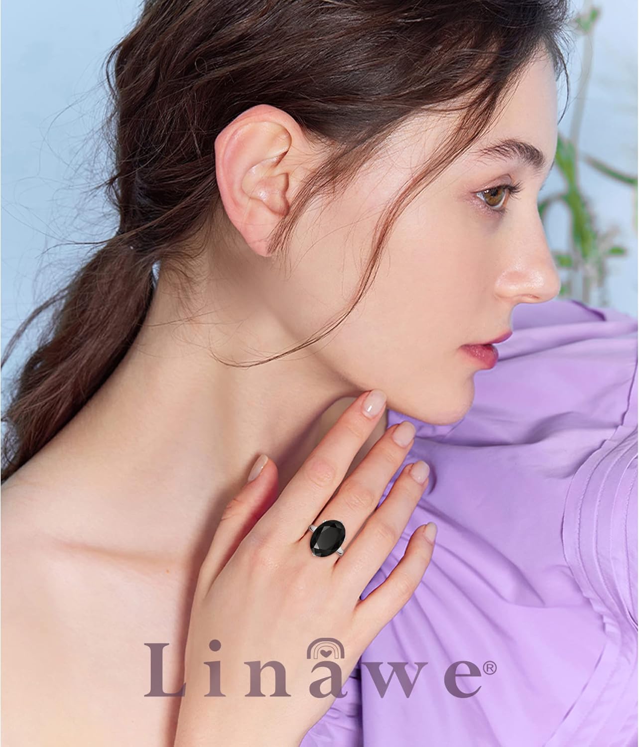 Linawe Cubic Zirconia Imitation Diamond Moissanite Rings for Women, 14K Gold/Rose Gold/Silver Adjustable Chunky Ring, Costume Rhinestone Jewelry for Wedding Engagement - Image 3