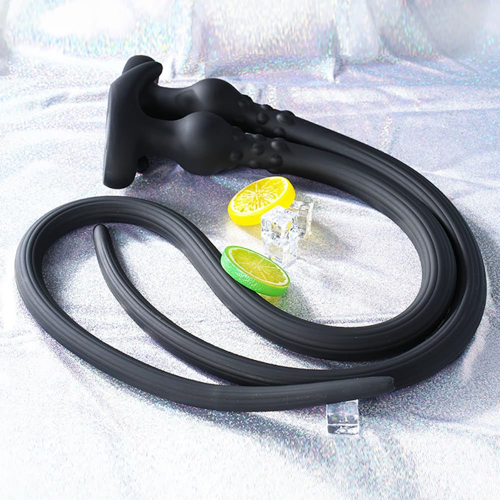 Analplug Anal Dusche Einlauf Extra Lang Silikon Buttplug Enema Irrigator Analdusche Vaginaldusche Intimdusche Analreinigung Intimreinigung Anal Spülung Sex Toy für Frau Männer(Schwarz*L)