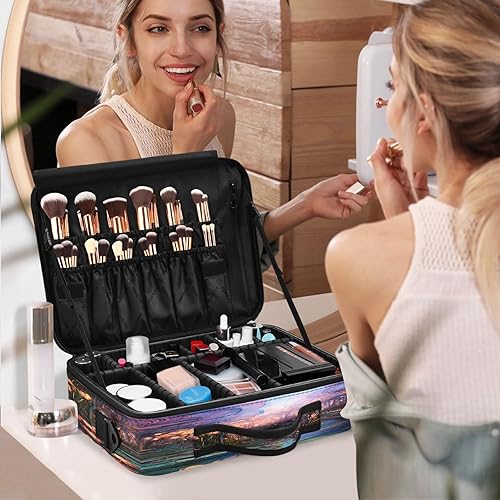 Miniatura 7 de Lotus - Bolsas de maquillaje de viaje de gran capacidad estilo chino para mujeres, bolsa organizadora, bolsa de maquillaje grande para maquillaje de