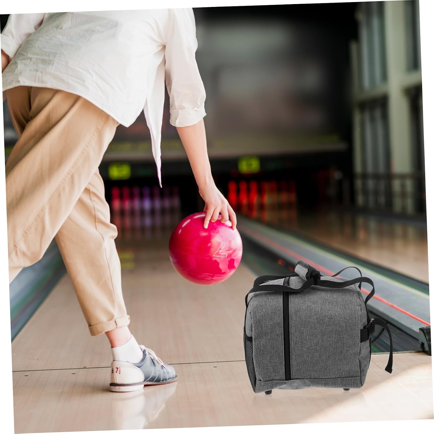 1pcs Single Bowling Bag Carrier for Bowling Balls and Sports Equipment for Tournaments Practices and Gyms Padded Holder Convenient Design Gray