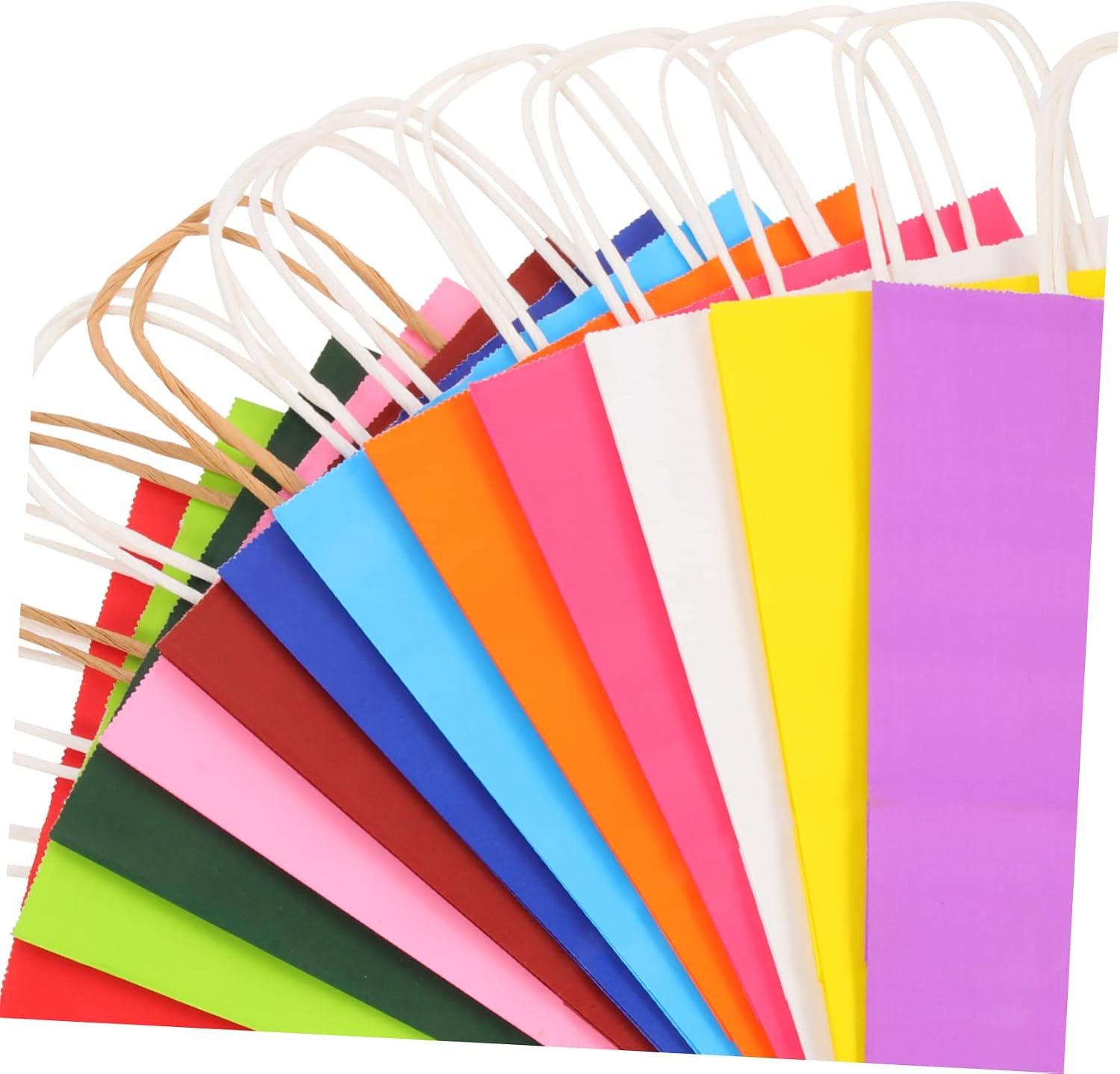 Xmas Colorful Kraft Paper Gift Bags with Handles, Recyclable 24pcs Candy