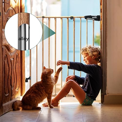 Miniatura 3 de Babelio Puerta extra alta para bebéperro de 34 pulgadas con diseño sin umbral, puerta de seguridad de cierre automático de 26-43 pulgadas para