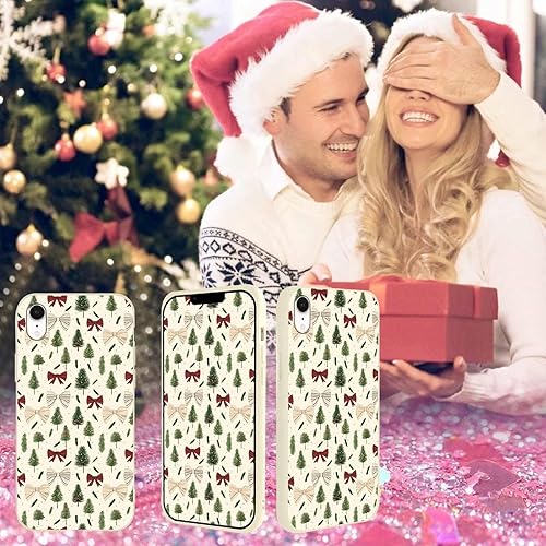Miniatura 7 de Paquete de 2 fundas de teléfono con texto en inglés "Merry Christmas" para iPhone XR de 6.1 pulgadas, bonito diseño de árbol de Navidad con diseño