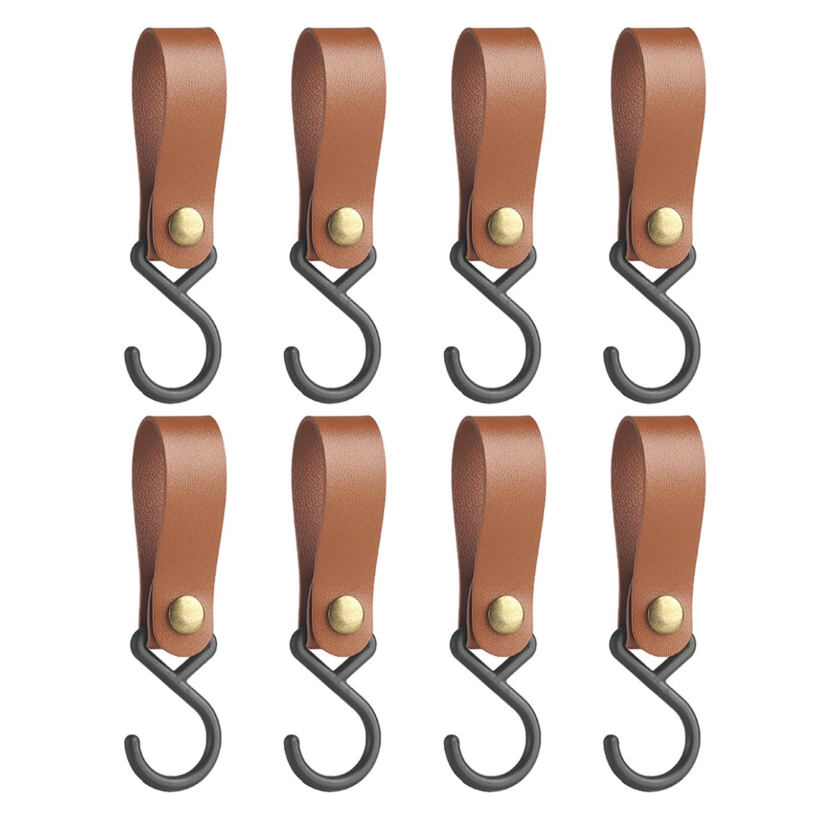 8Pcs Camping Hook Hanger Hook for Hanging, PU Leather S Leather S Shaped Coat for Hanging No Drillings