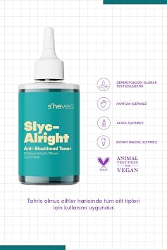 SHE VEC SLYC-ALRIGHT-Salicylic Acid Acne ومنقي مضاد للرأس الأسود وتنشيط Bha Tonic 200 مل