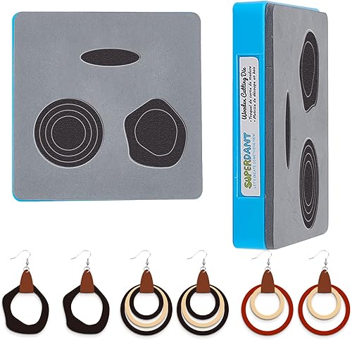 SUPERDANT Aretes colgantes de cuero circular irregular, aretes colgantes de madera, estilo étnico, estilo étnico, aretes de Navidad para mujer