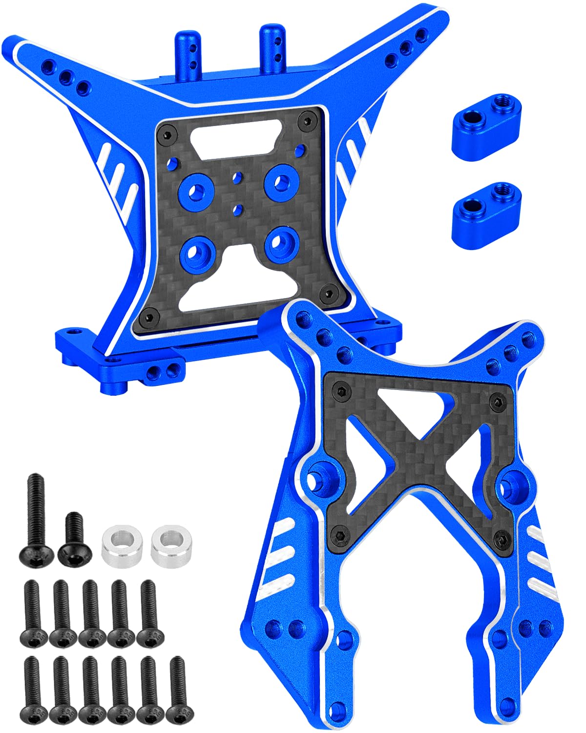 RCarmubWow RC Shock Towers Upgrades Part for 1/10 ECX 2WD Series RC Car,Alloy Aluminium Front Rear Shock Towers for Ruckus/Axe/Brutus/Circuit/AMP MT/AMP DB/AMP Crush/Torment,Navy Blue