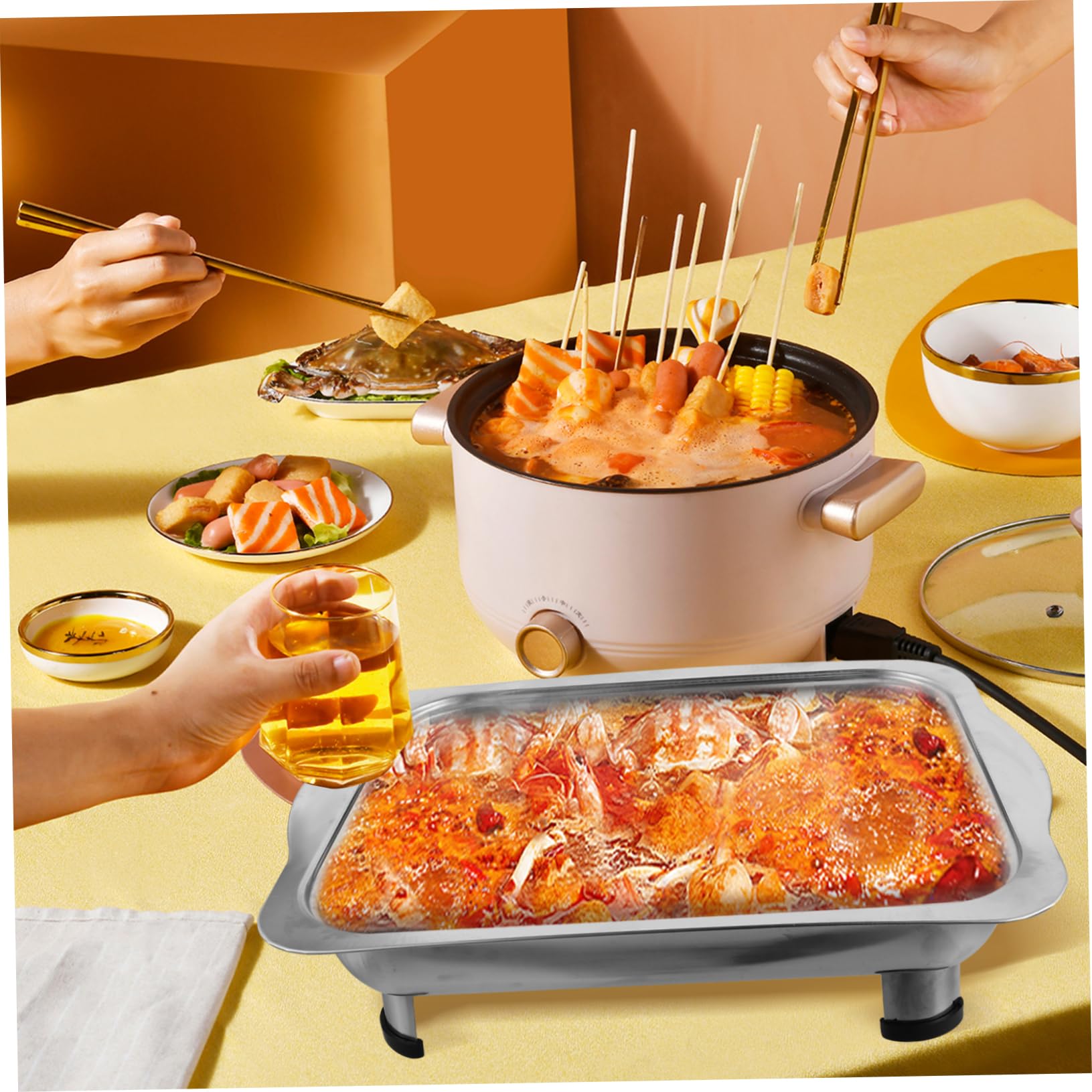 Bandeja de acero inoxidable para bufé, bandeja de servir Ele para fiestas, eventos y catering, fácil de limpiar, perfecta para exhibición de alimentos y entretenimiento