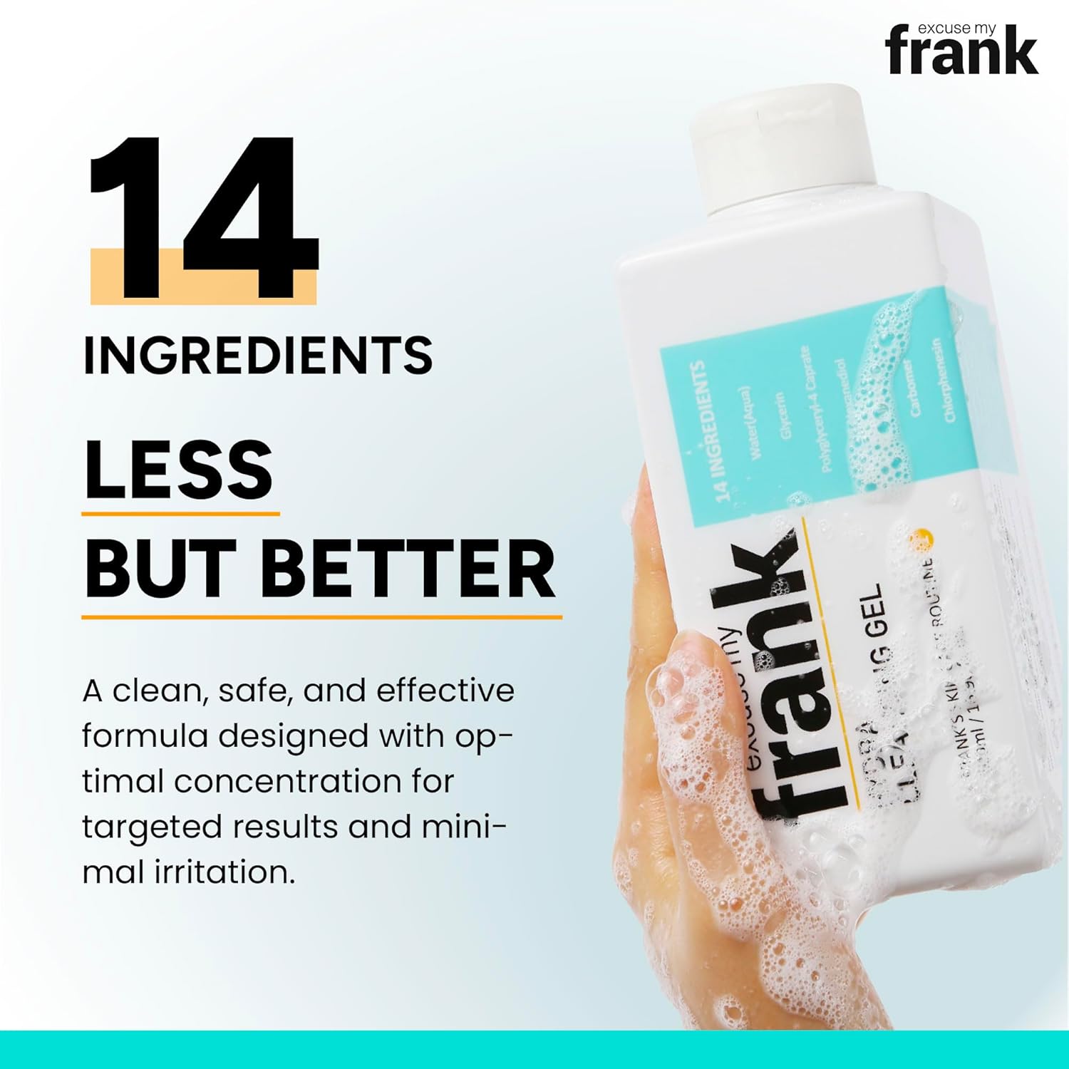 Excuse My Frank Hydra Cleansing Gel – Hydrating Facial Cleanser for Men & Women, Korean Skincare, Daily Face Wash for Sensitive Skin, Vegan & Cruelty-Free (1 Pack)