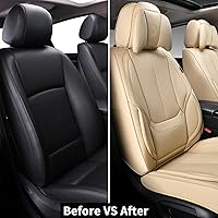 Vista 8 de Coverado Fundas universales para asiento delantero, paquete de 2 fundas universales para asientos de automóvil, fundas impermeables de piel de napa