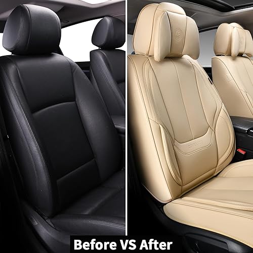 Miniatura 8 de Coverado Fundas universales para asiento delantero, paquete de 2 fundas universales para asientos de automóvil, fundas impermeables de piel de napa