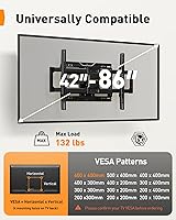 Vista 2 de Perlegear Soporte de pared para TV de movimiento completo, soporte de TV resistente para televisores planos/curvos de 42, 55, 65, 75, 85, 86