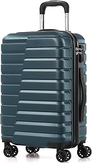 Carry On Luggage Airline Approved with Wheels Hard Shell Suitcase Spinner TSA Lock Telescopic Handle (20-inch-Teal blue)