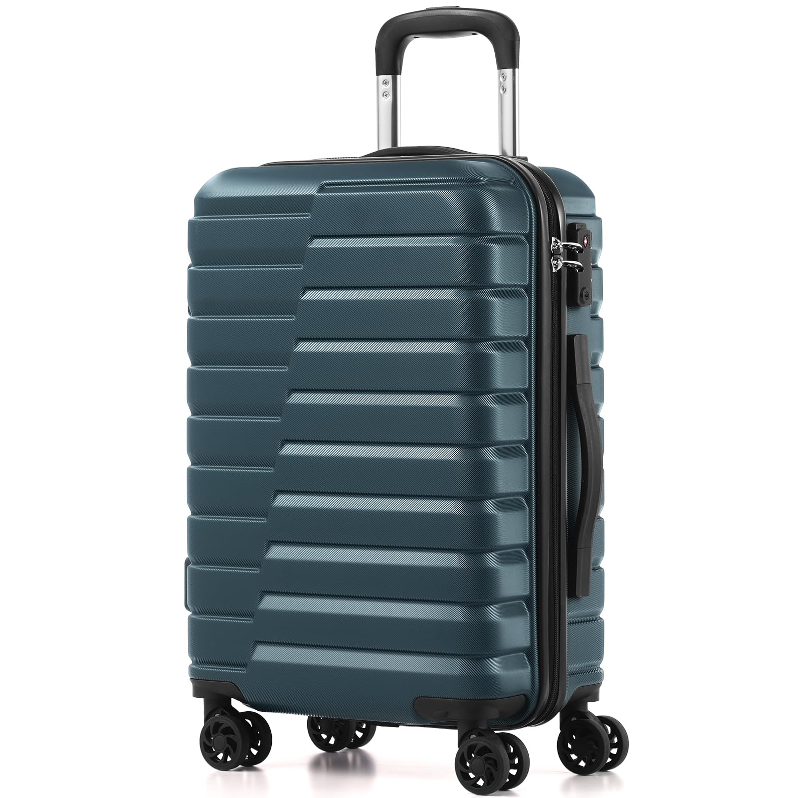 Carry On Luggage Airline Approved with Wheels Hard Shell Suitcase Spinner TSA Lock Telescopic Handle (20-inch-Teal blue)