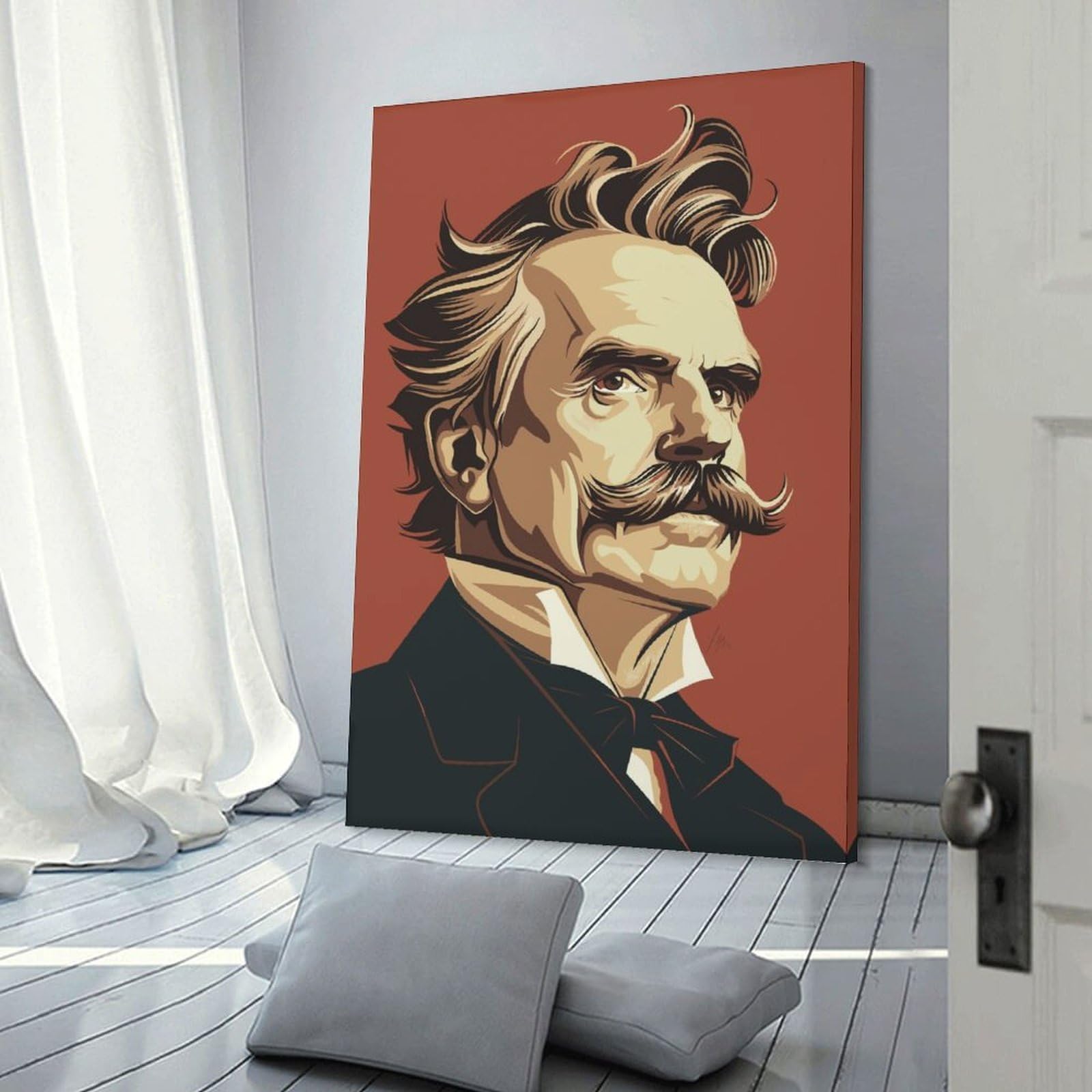 Junmoney Wall Picture Print Friedrich Nietzsche Wall Art Print, 20x30inch(50x75cm), for Hallway, Bedroom Or Modern Interiors, Thoughtful Wall Decor for Art Lovers