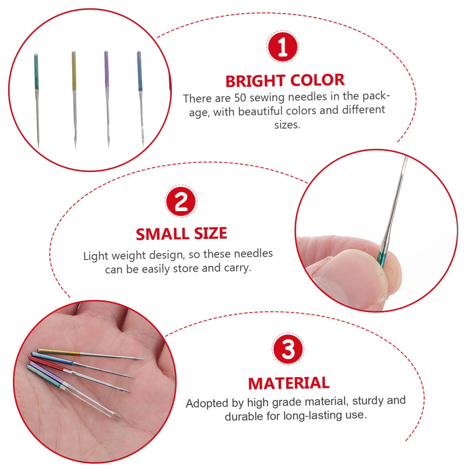 DOITOOL Agujas Ideales para Máquina de Coser de Metal y 50 para Ligeras y Duraderas para Costura en Casa Jeans Tela de Lona
