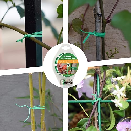 Miniatura 3 de Twist Ties - Lazos de jardín recubiertos de polietileno de 328 pies con cortador para jardinería, tomates, enredaderas y organización de cables de