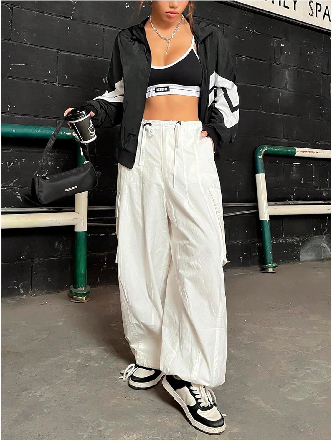 Verdusa Women's Color Block Zip Up Hooded Jacket Outerwear Loose Windbreaker Jackets - Image 5