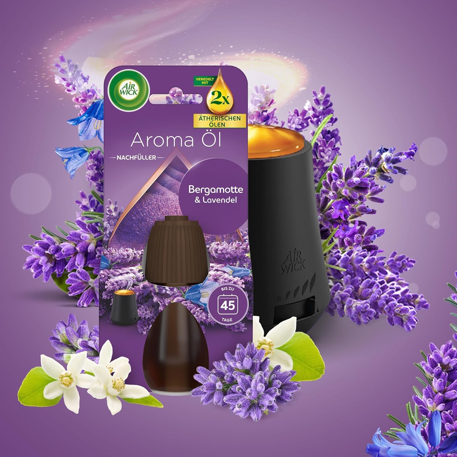 Air Wick Aroma-Öl Diffuser Starter-Set inklusive 1 Gerät & 3x20ml Bergamotte & Lavendel Nachfüller Drogerie & Körperpflege