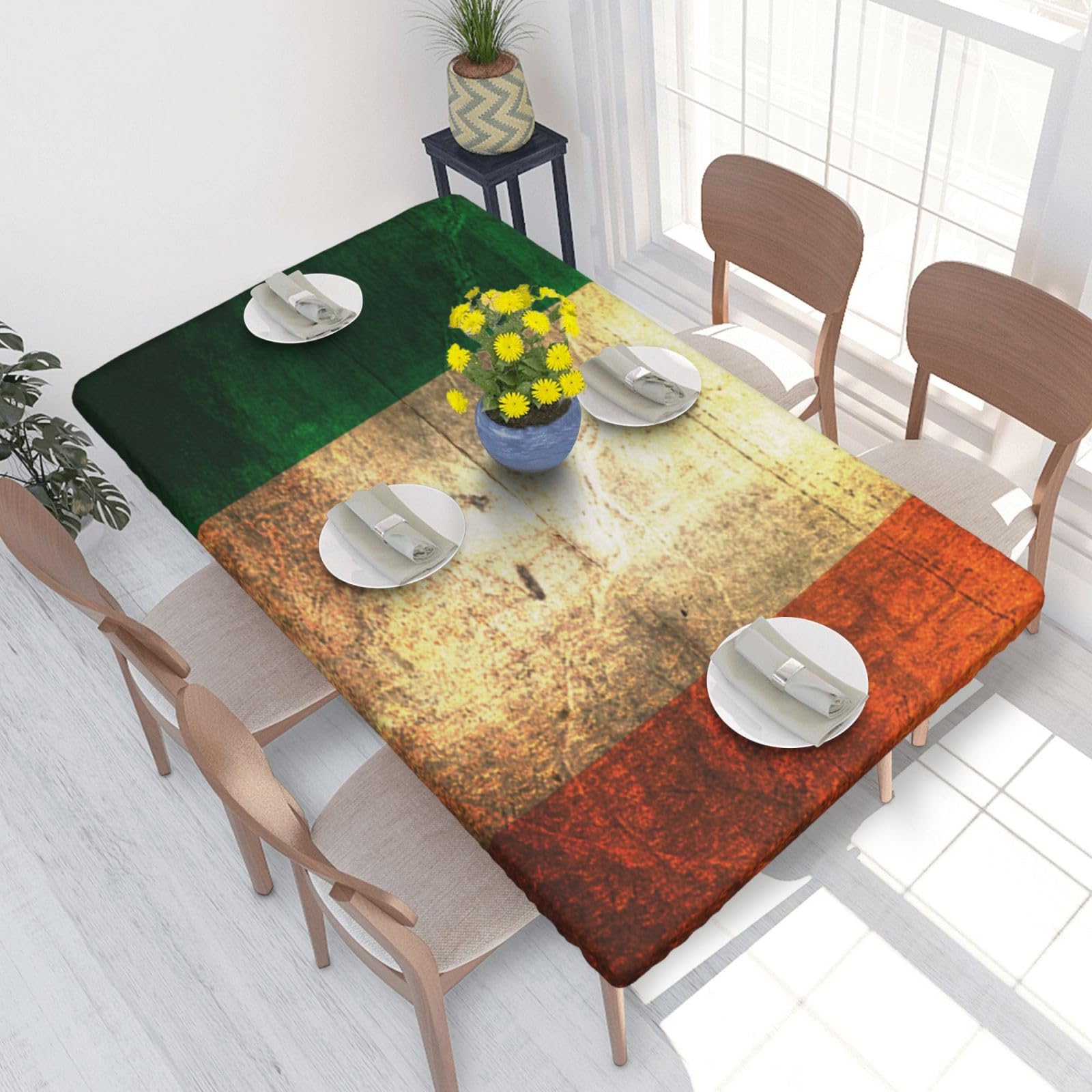 BNVSADC Irish Flag Printed 4FT Tablecloth 122x76 CM Polyester Kitchen Water Resistant Table Cloth Dining Table Decoration Table Covers