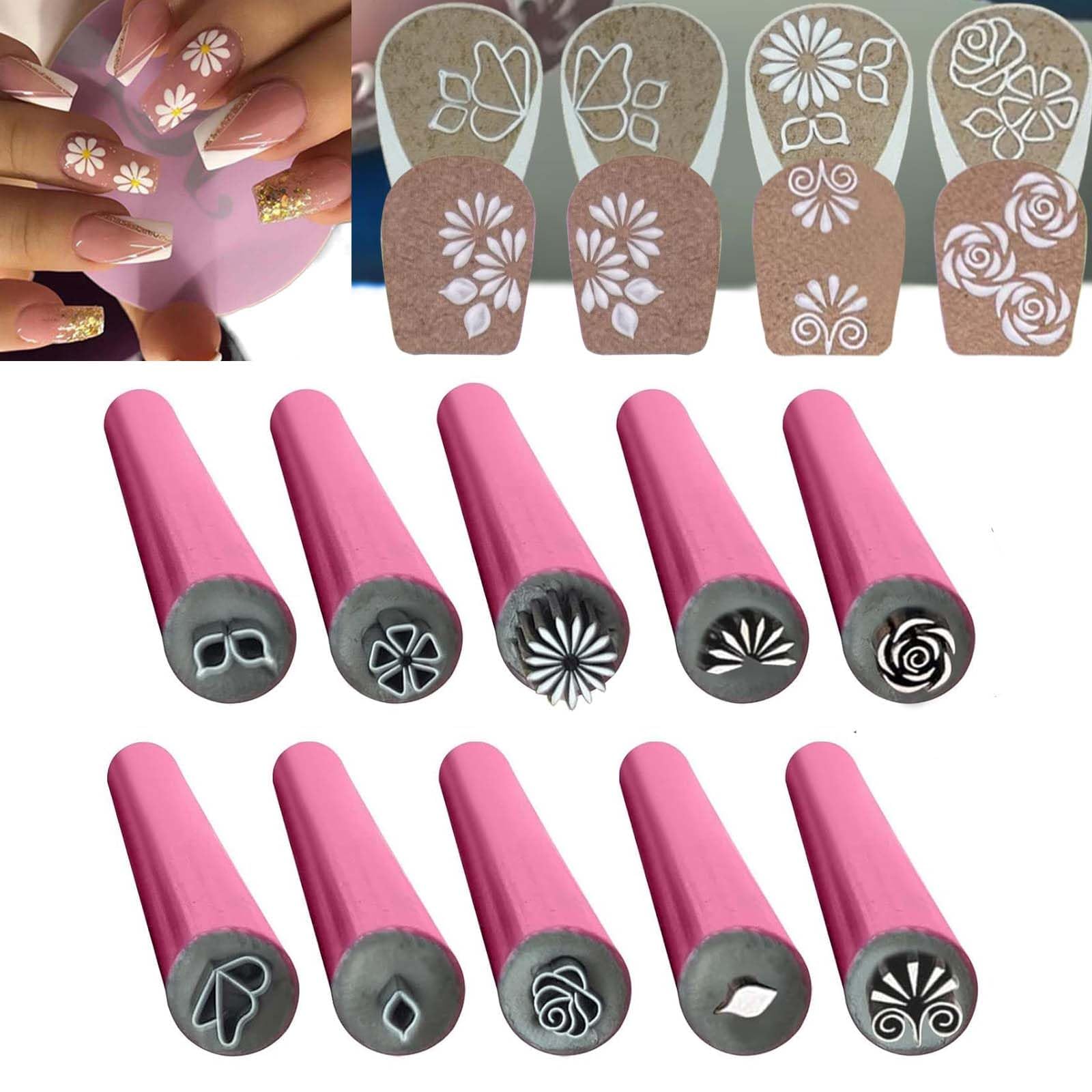 LICFUDAS Nail Art Stamp Pen Set,10PCS Nail Art Flower Stamp Pen,DIY Nails Art Stamp Pen, Nail Stamper Kit with 6 Patterns, Nail Art Pens, Nail Art