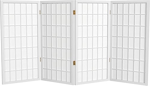 Biombo portátil simple de 3 pies Biombo Shoji para dividir una cuarto, clásico diseño japonés, 4 tamaños y 6 colores, Madera, Blanco